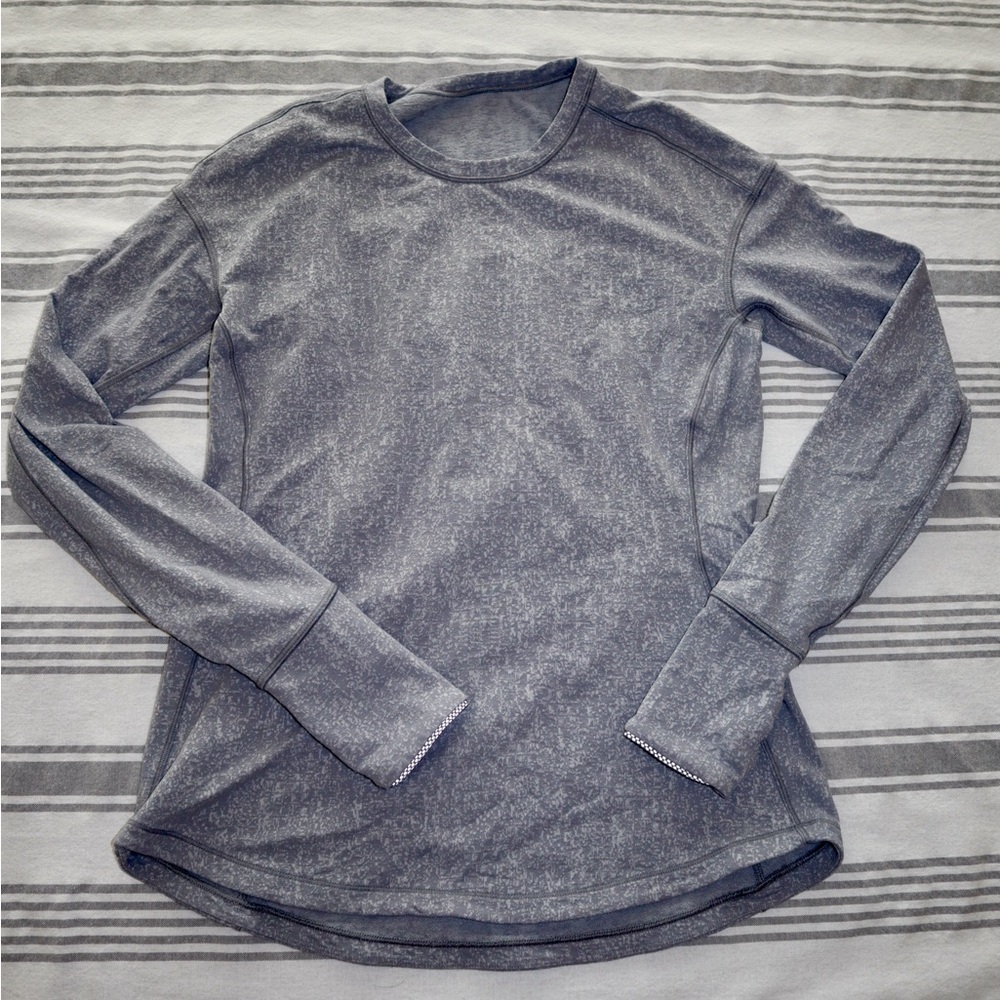 Lululemon Size 6 Outrun Long Sleeve in Luon Suited Jacquard Arctic Grey Ice Grey